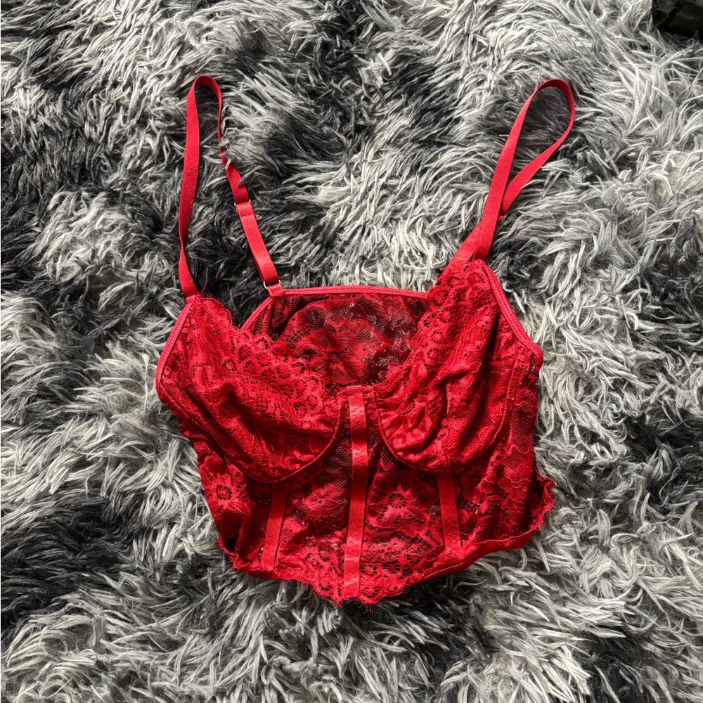 Red Lace Bustier Top
